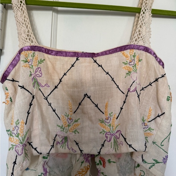 Handmade Floral Embroider w lace/ ribbon  Top, BOHO , fairy , festival - Picture 4 of 12